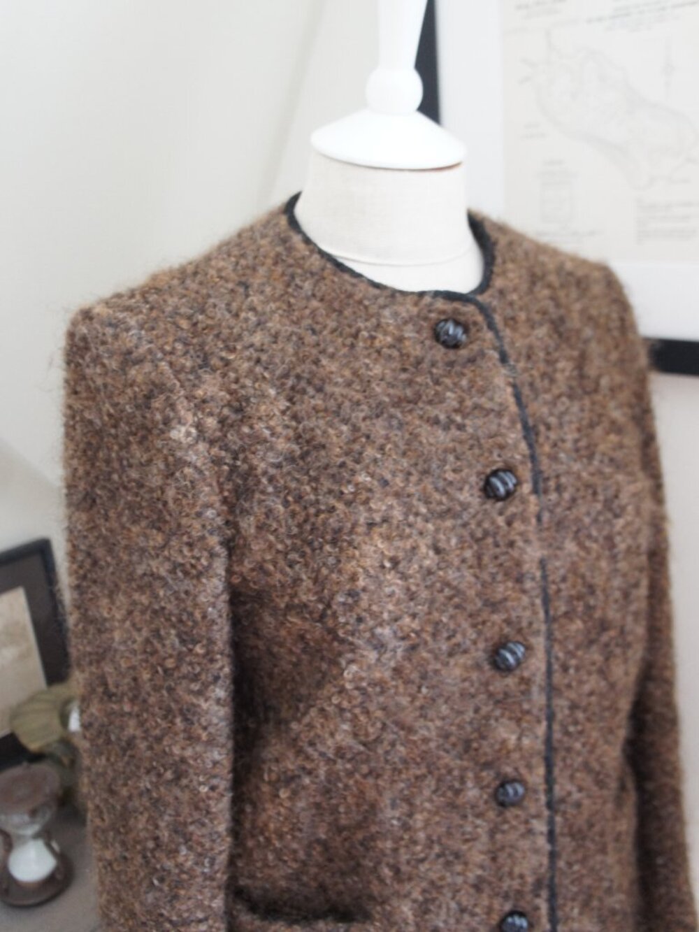 Vintage Kasper by ASL Light & Dark Brown Mohair blazer Size 8